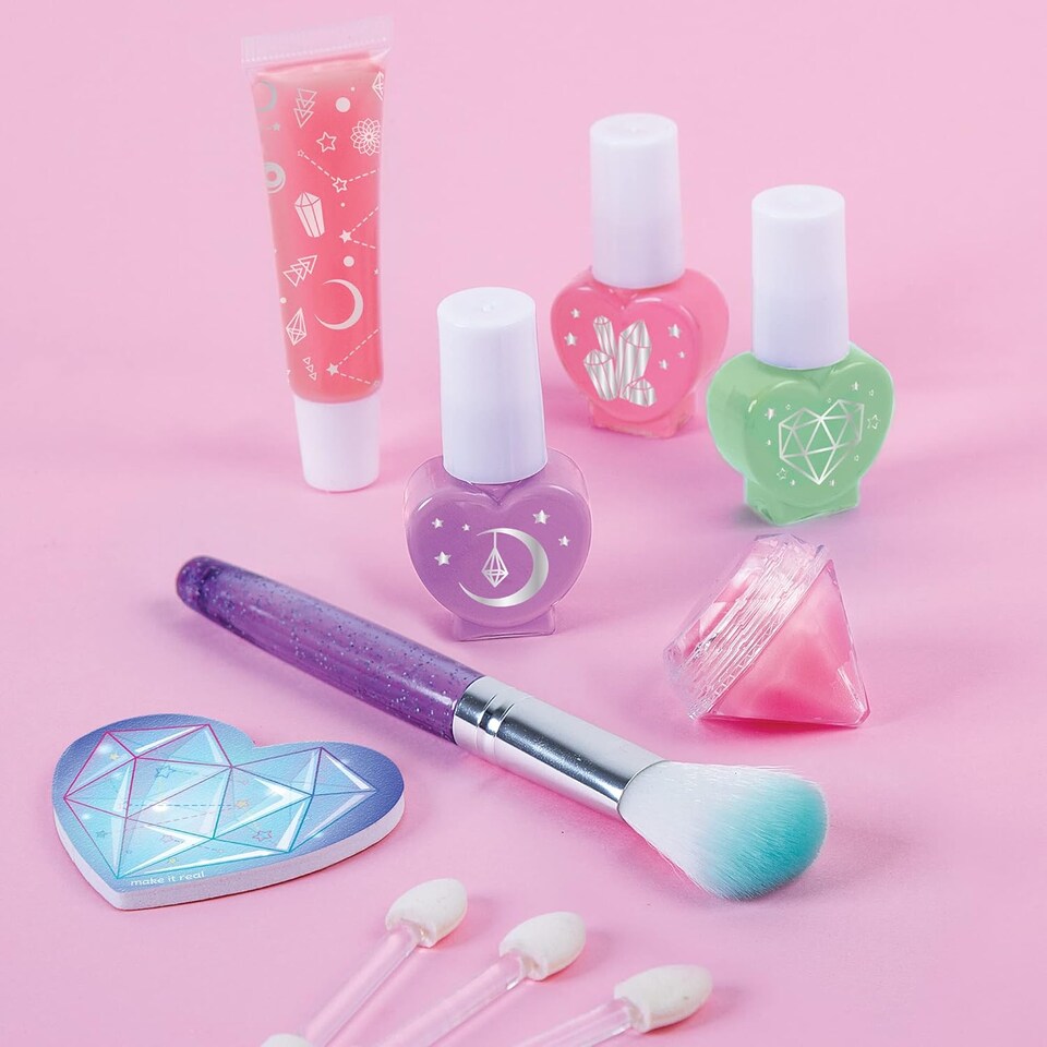 image 1 of Light Up Makeup Set with Vanity Mirror Folding Storage Box