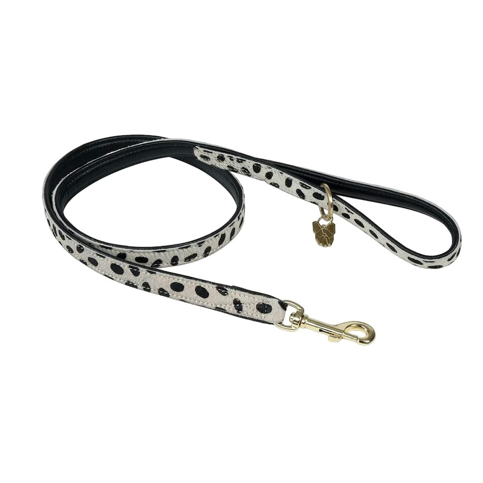 Digby & Fox Leopard Print Leather Dog Lead - Brown/Tan - One Size