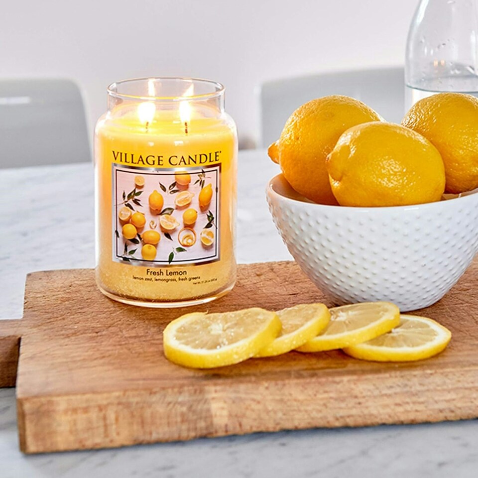 image 1 of Village Candle Large Jar Candle Fresh Lemon Yellow | One Size