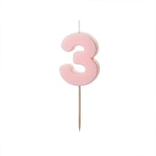 Pastel Pink Number 3 Shaped Candle 5.5cm