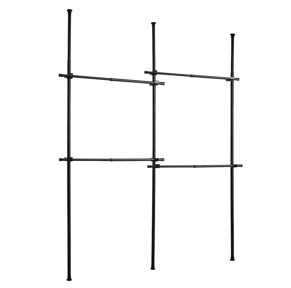 image 1 of House of Home Telescopic Clothes Rail Double Wardrobe Hanging Rack Adjustable Storage Black