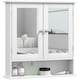 image 1 of kleankin Wall Mounted Mirror Cabinet W/ Double Mirror Doors & Shelf | White | 56L x 13W x 58H cm