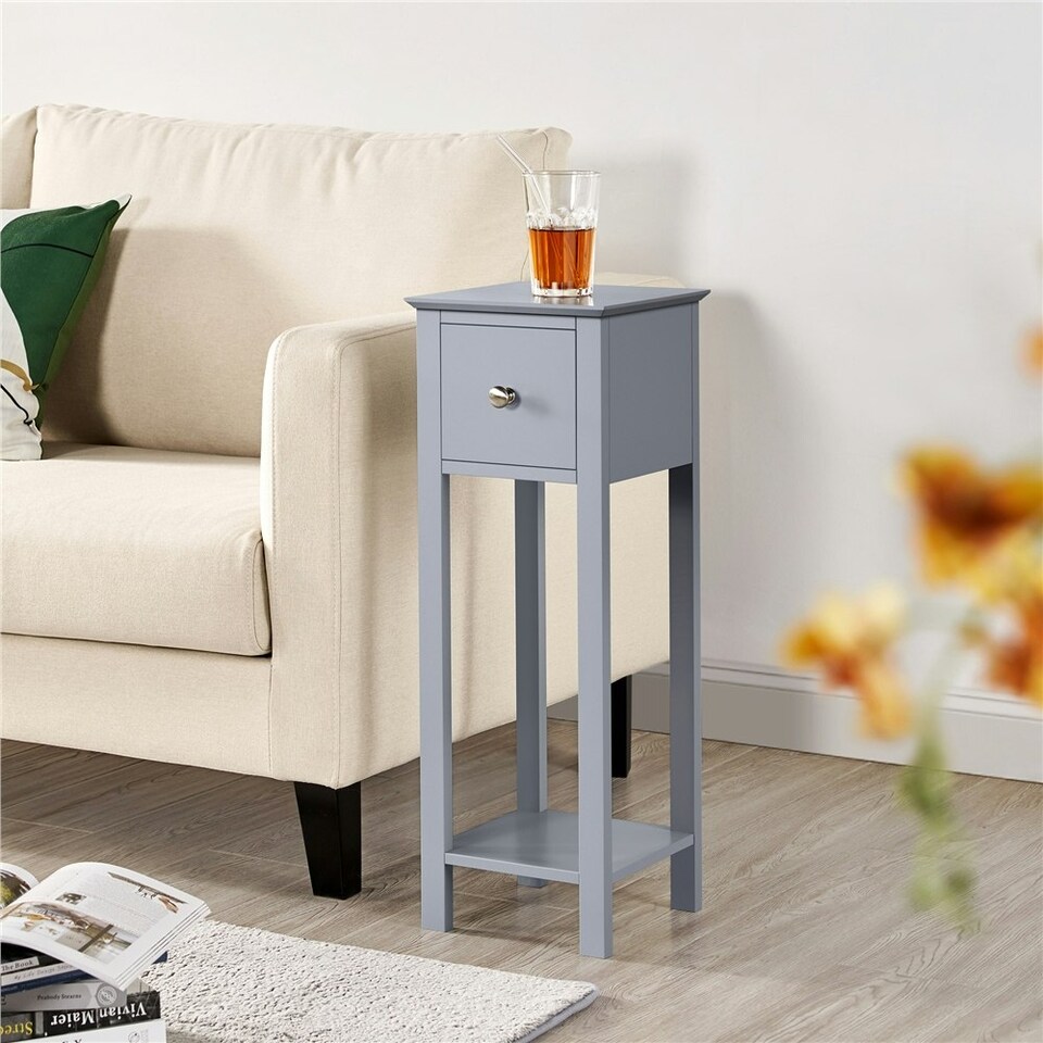 image 1 of Yaheetech Set of 2 Slim Bedside Tables Minimalist Design