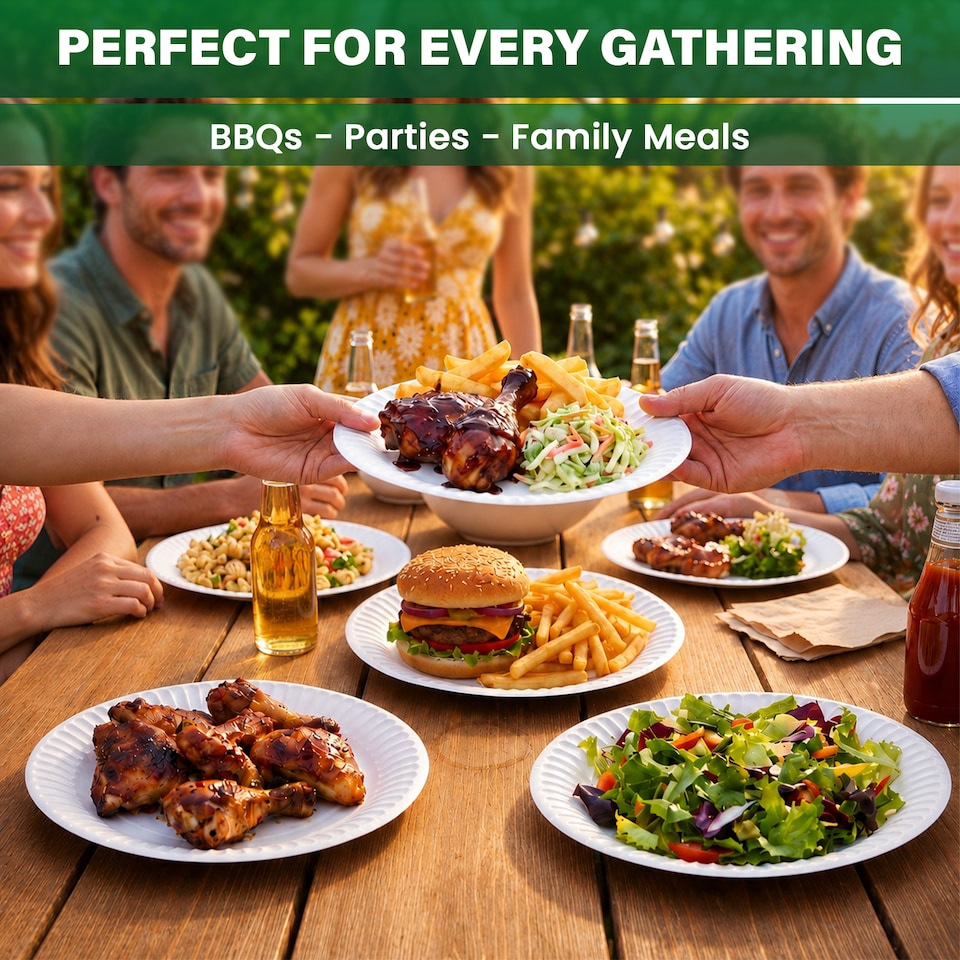 image 1 of ECONX 7"(18cm) Disposable Paper Plates Heavy Duty Dinner Party Plates Tableware