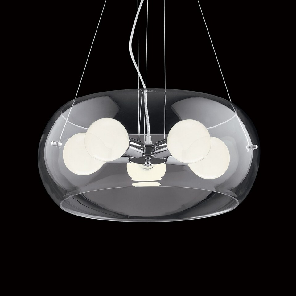 image 1 of Audi 5 Light Ceiling Pendant Clear, E27