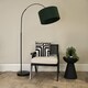 image 2 of ValueLights Louis Black Arched Curved Floor Lamp Forest Green Shade