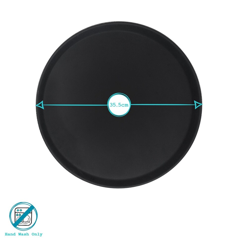 image 1 of Argon Tableware Round Serving Tray - 35.5cm  - Reusable Non Slip Stackable Rubberized Surface Platter Food Drinks Tray | Black | Black | One Size | 1