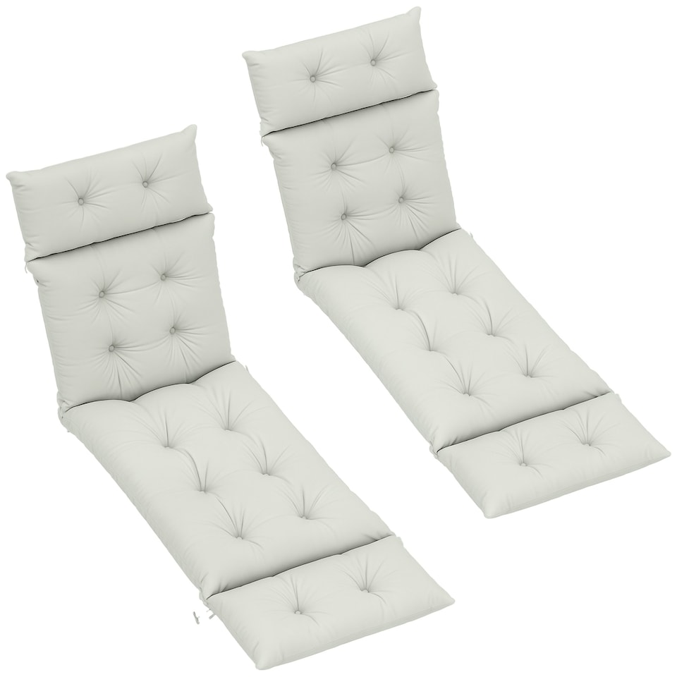 image 1 of Outsunny Garden Lounge Chair Cushions Set of 2, 220gsm Fabric 