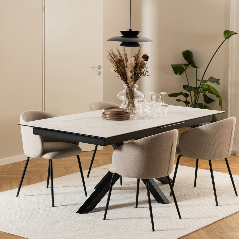 image 1 of Heaven Extendable Dining Table with Ceramic White Top 200cm