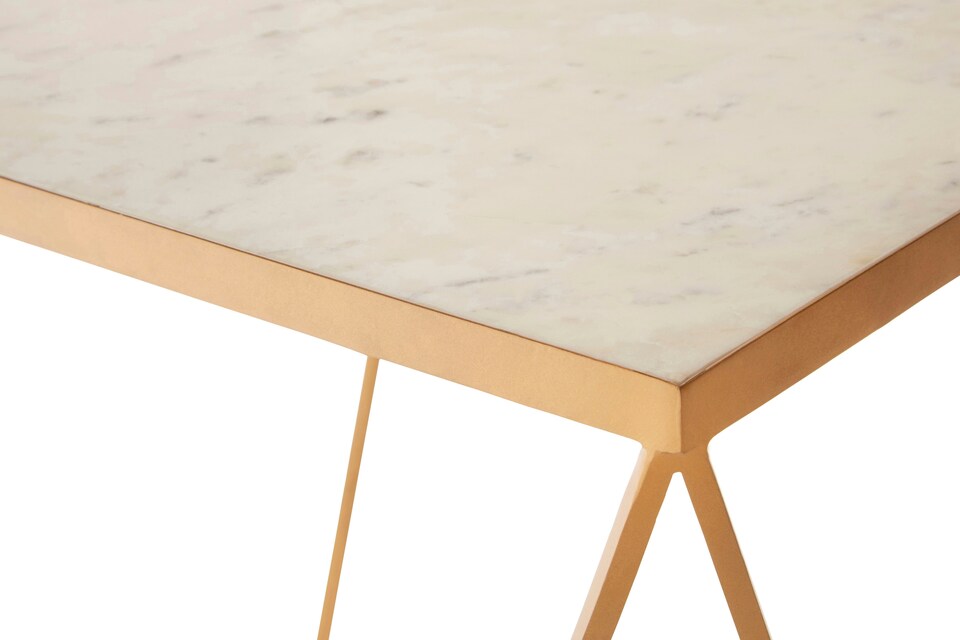 image 1 of Shalimar Square Marble Top Side Table | Gold