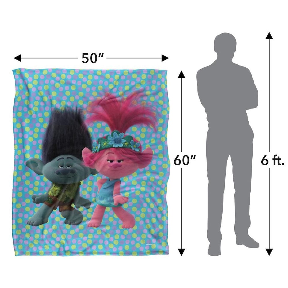 image 1 of Trolls Silky Group Soft Touch Blanket | Multi | Multicoloured | One Size | 1