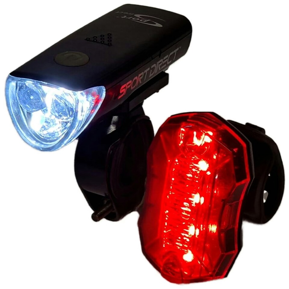 image 1 of Sport Direct 20 Lm 3x LED Bike Front Light Awe Rear SuperBright 5 x Red SMD LEDs Set