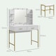 image 3 of HOMCOM Makeup Vanity Desk Set with Lighted Mirror, Stool, White