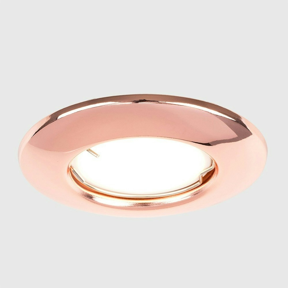 image 1 of ValueLights 10 Pack Fire Rated Copper Finish GU10 Ceiling Spotlight Downlight Fittings