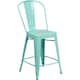 image 6 of Blake 24" Industrial Style Bar Stool Chair, Mint Green - Set of 4 - Modern Metal Counter Height Green