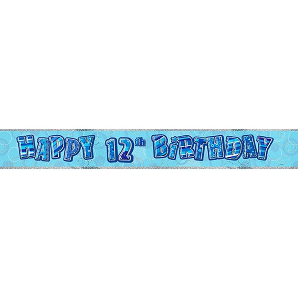 image 1 of Unique Party Childrens Happy Birthday Glitz Foil Banner - Blue - 15th