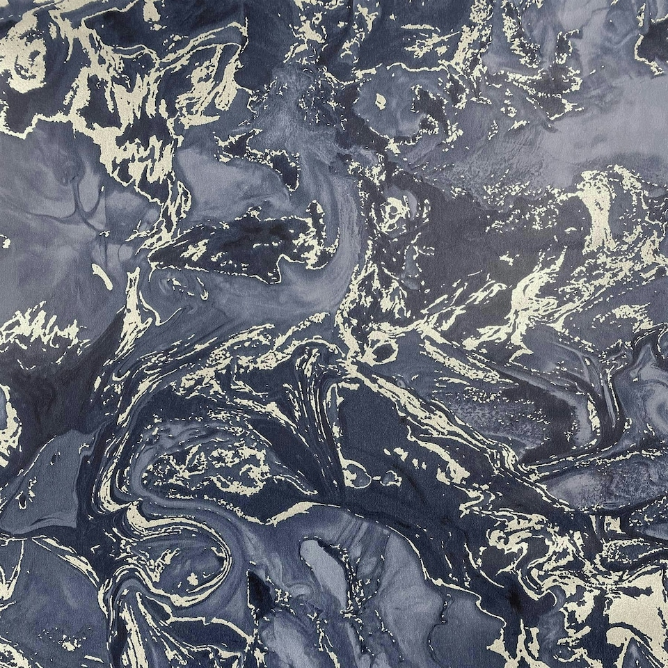 image 1 of Elixir Marble Blue & Silver Wallpaper
