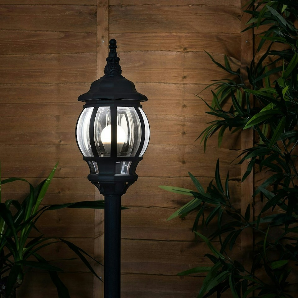 image 1 of ValueLights Modern Black Outdoor Garden IP44 Rated Wired Bollard Lamp Post Light