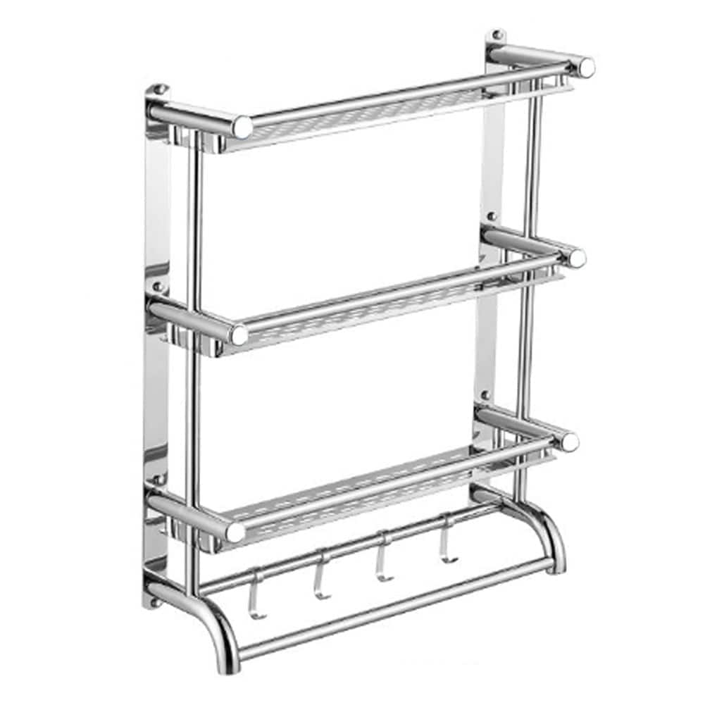 Living and Home 3 Tiers Stainless Steel Bathroom Shelf Storage Toilet Shelf Organizer Wall Mounted