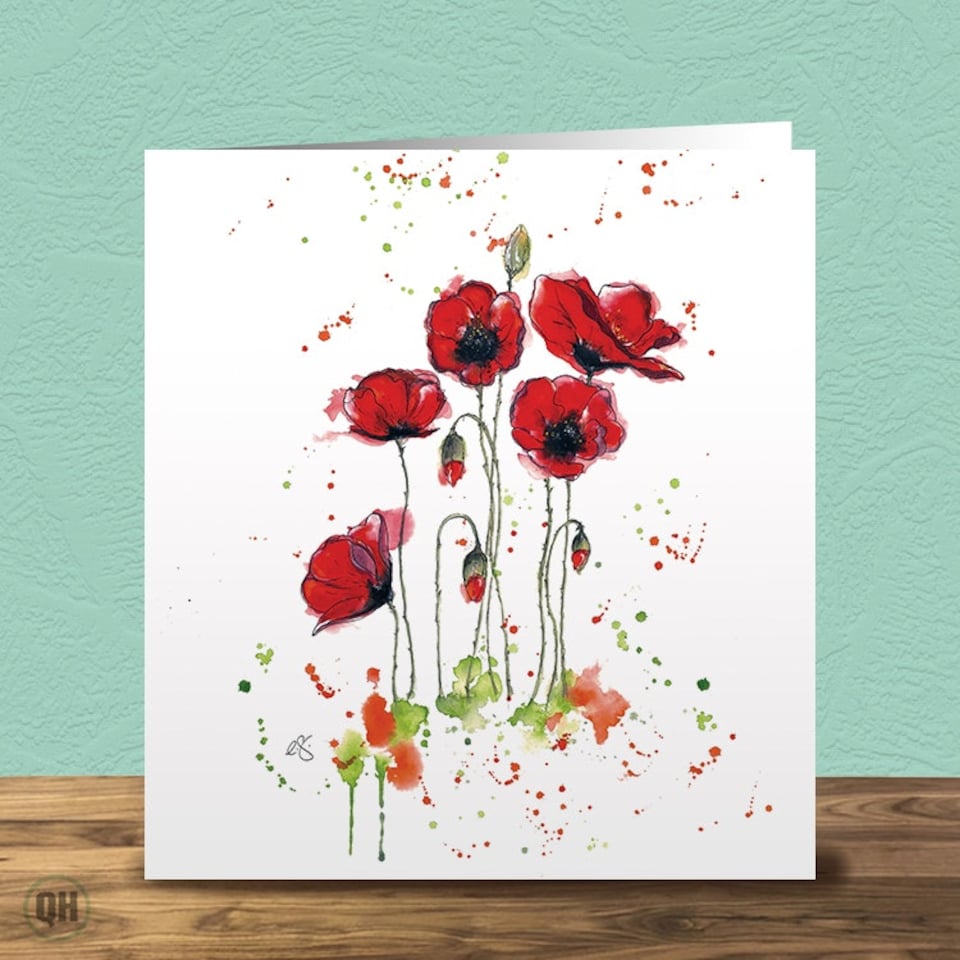 image 1 of Watercolour Poppies "Poppies In The Wild" - Elizabeth Grant Art Card