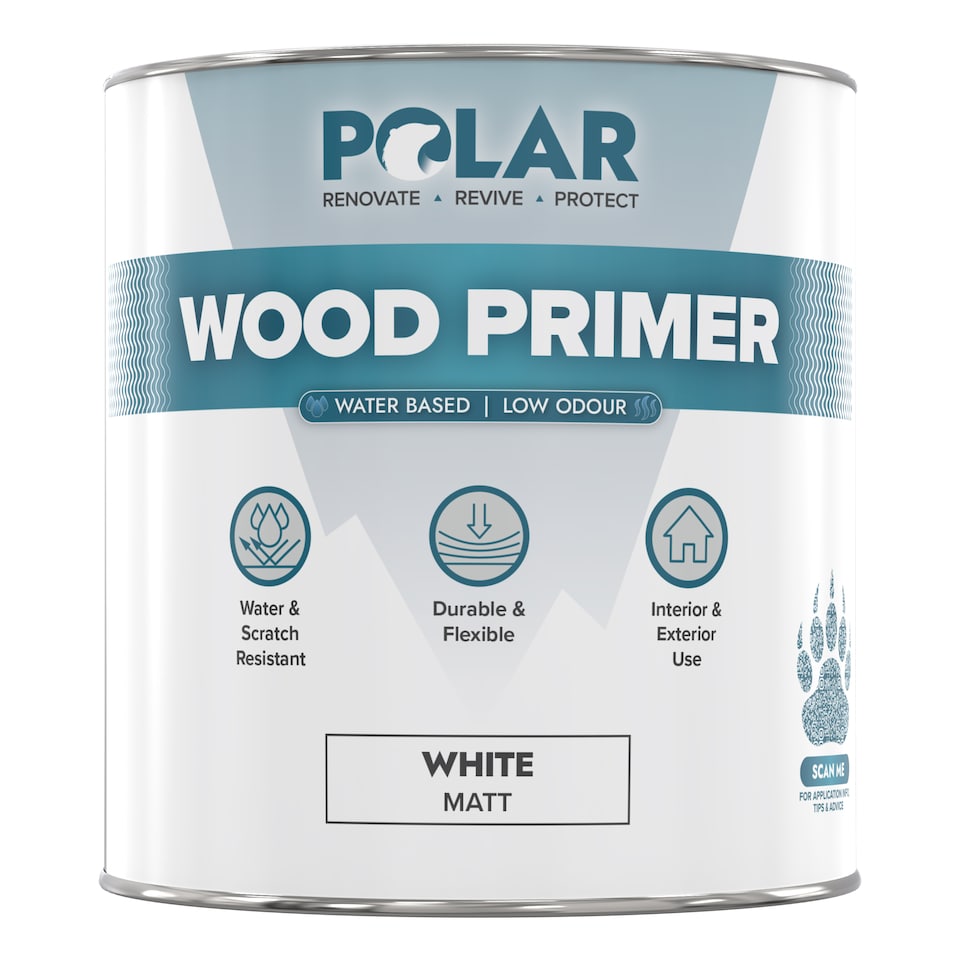 image 1 of Polar Wood Primer Undercoat Water Based Interior & Exterior | White | White | 1 litre
