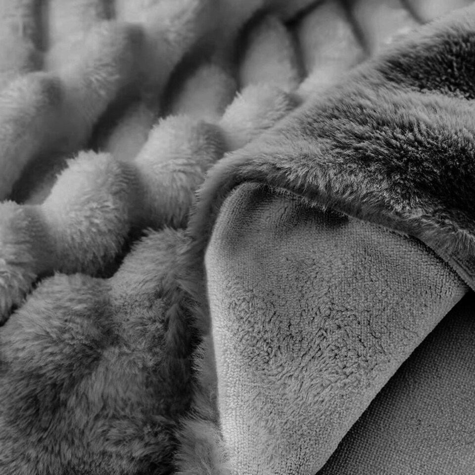 image 1 of Velosso Jumbo Cord Faux Rabbit Fur Duvet Cover and Pillowcase Set