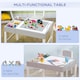 image 3 of HOMCOM kids Table and Chair Set 2 in 1 Activity Play Table for Bricks w Storage | Grey