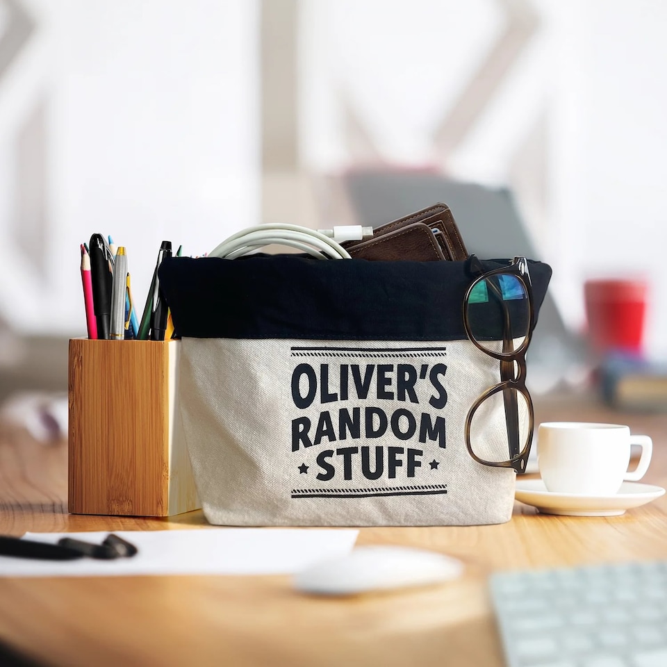 image 1 of Pre-personalised Top Bloke Storage Pouch Gift For Tools Bits and Pieces - Choose From Over 60 Names and Titles - Random Stuff | Grey
