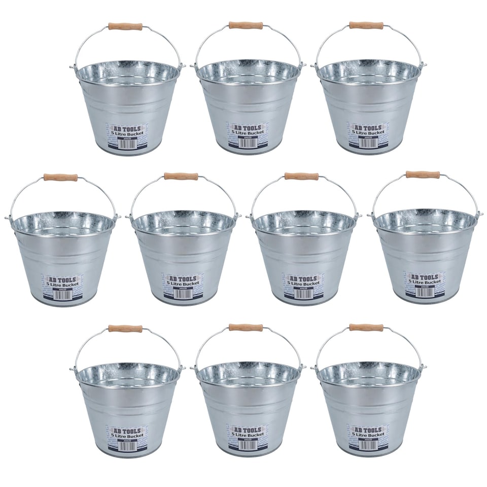 image 1 of 5L Galvanised Steel Metal Bucket Pail Water Coal Greenhouse Garden Plant 10PK