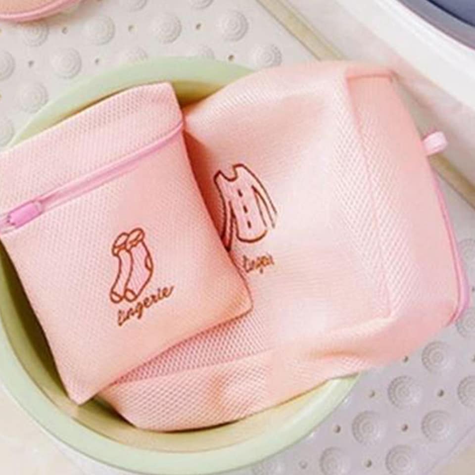 image 1 of Haven Zippered Mesh Laundry Coat Wash Bags, Pink