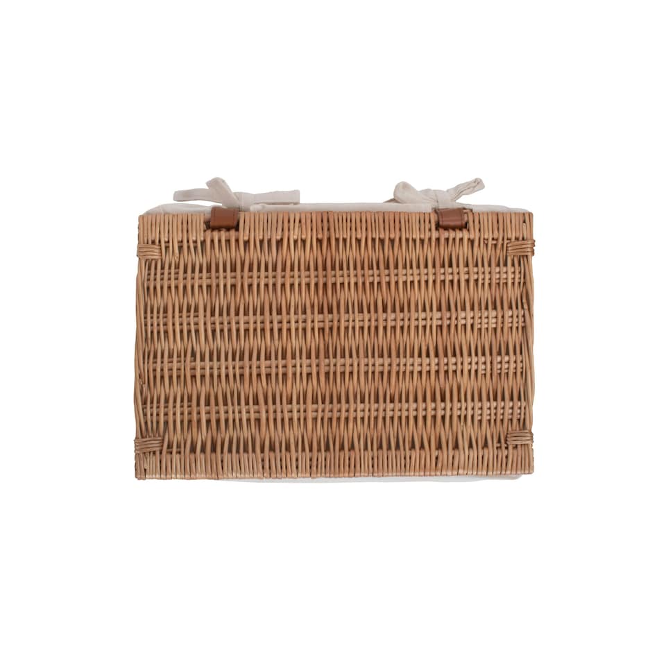 image 1 of Light Steamed Cotton Lined Wicker Storage Basket Brown | Brown | S