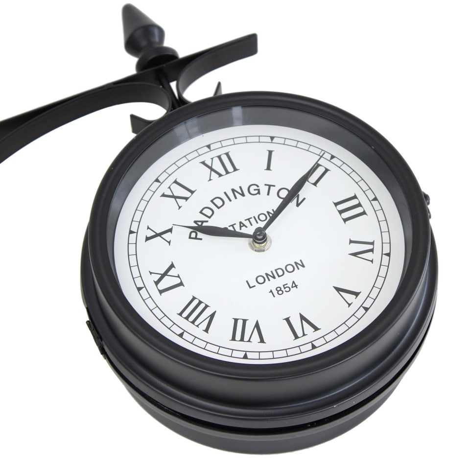 image 1 of Double Sided Paddington Station Outdoor Garden Wall Clock