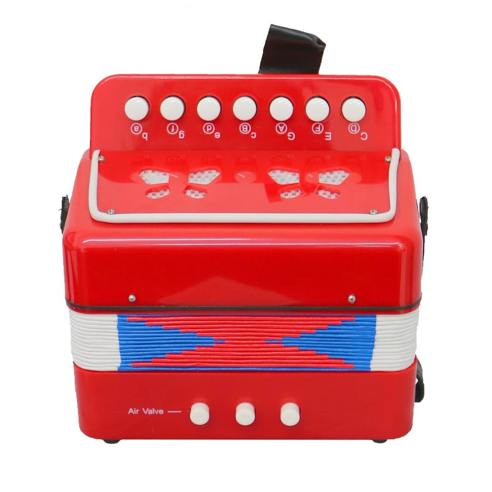 image 1 of 7 Keys 2 Bass Children's Red Toy Accordion Musical Instrument