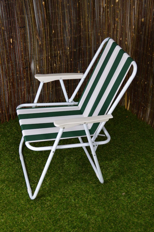 image 1 of 2 Pack of Folding Camping / Picnic Chair in Green and White Garden Patio | Green | Green