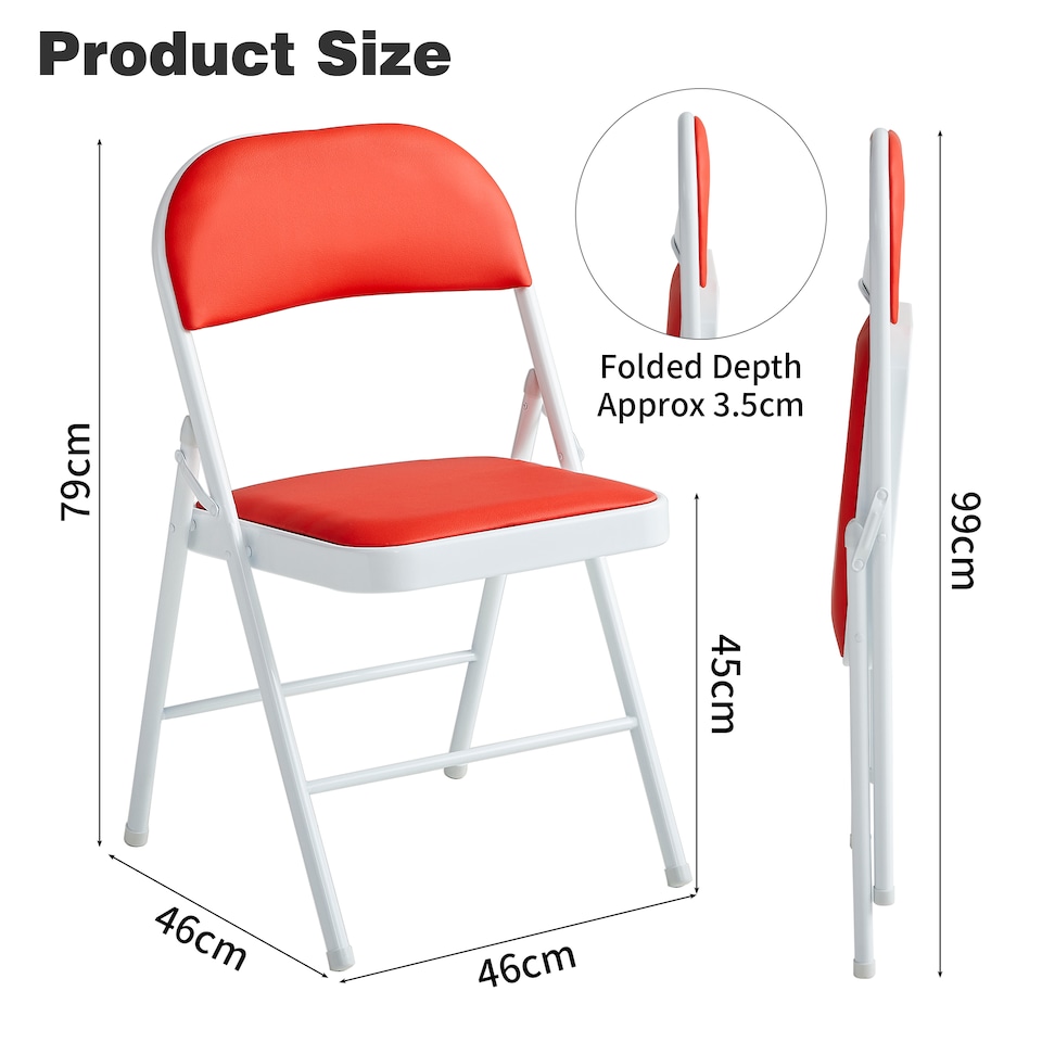 image 1 of Set of 6 Folding Dining Chairs with Metal Frame and Padded Seats