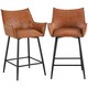 image 1 of Yaheetech Set of 2 Modern Bar Chair with Metal Legs Brown Brown
