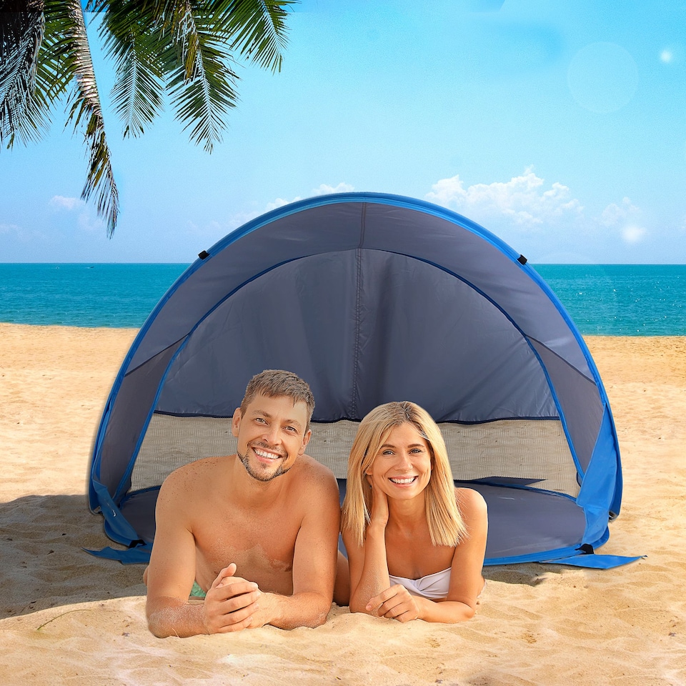 image 1 of Outsunny Portable Automatic Pop Up Beach Tent Outdoor Camp Shelter Blue