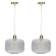 image 1 of Set of 2 Batley Large - Clear Ribbed Glass with Satin Brass Pendant Fittings | Clear | Clear | 2
