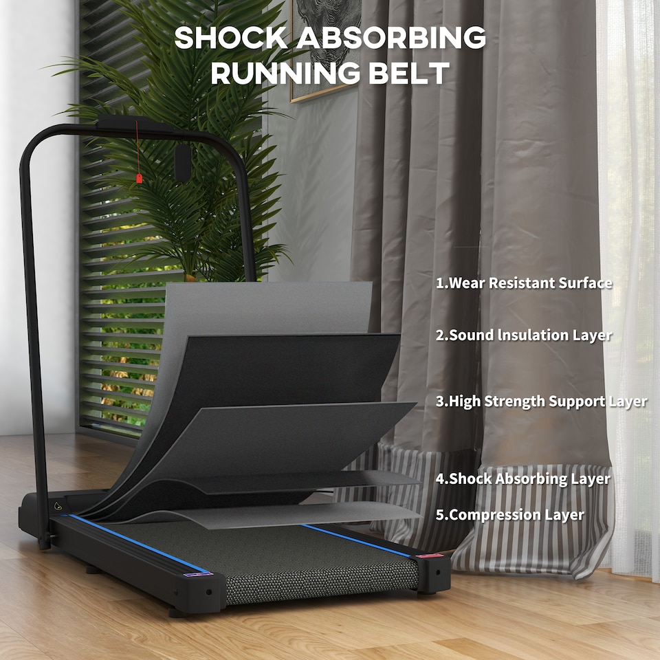 image 1 of SPORTNOW 2.5HP Folding Treadmill Walking Pad w/ LED Display, No Assembly Blue