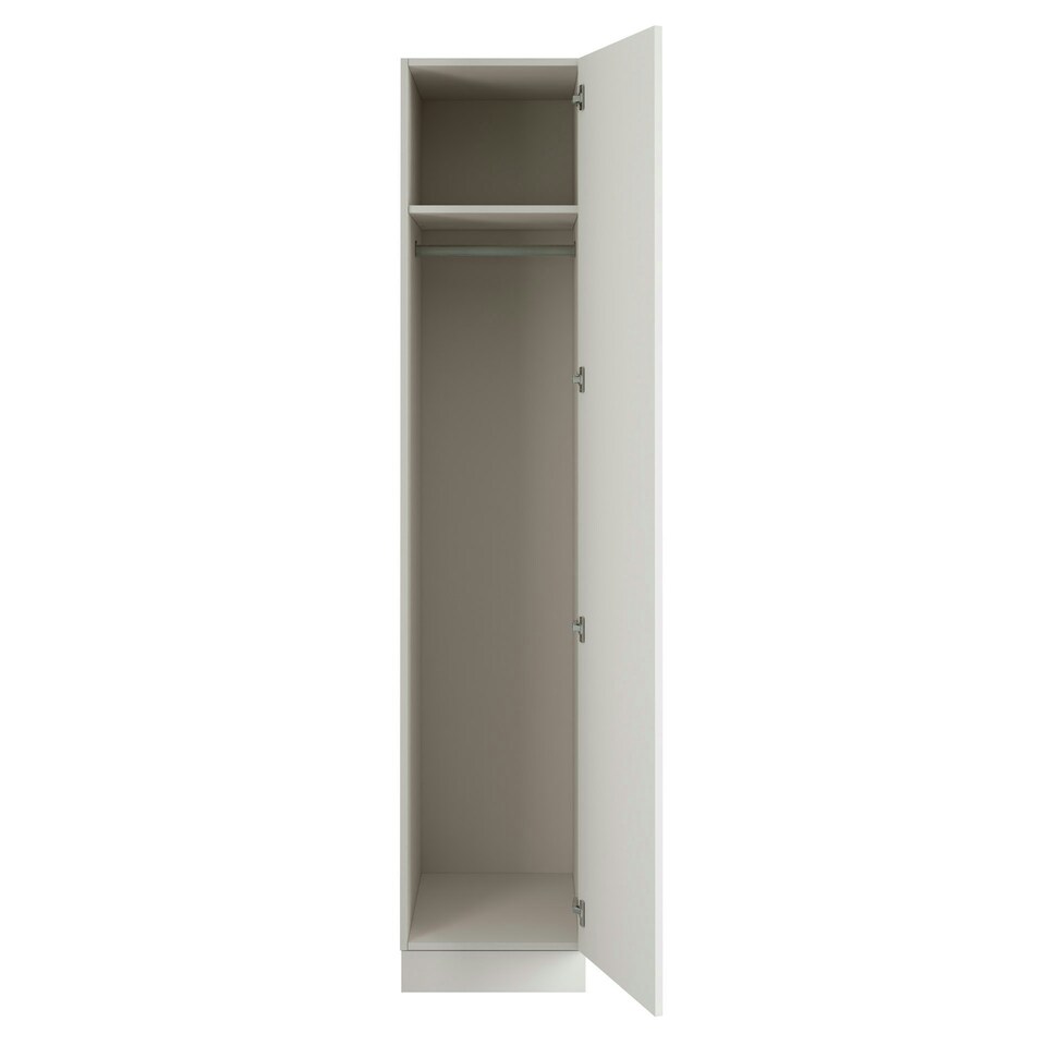 image 1 of Classic Square Panel White Single Wardrobe with Single Rail White