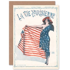 La Vie Parisienne Fashion 1918 USA Flag France Paris Card