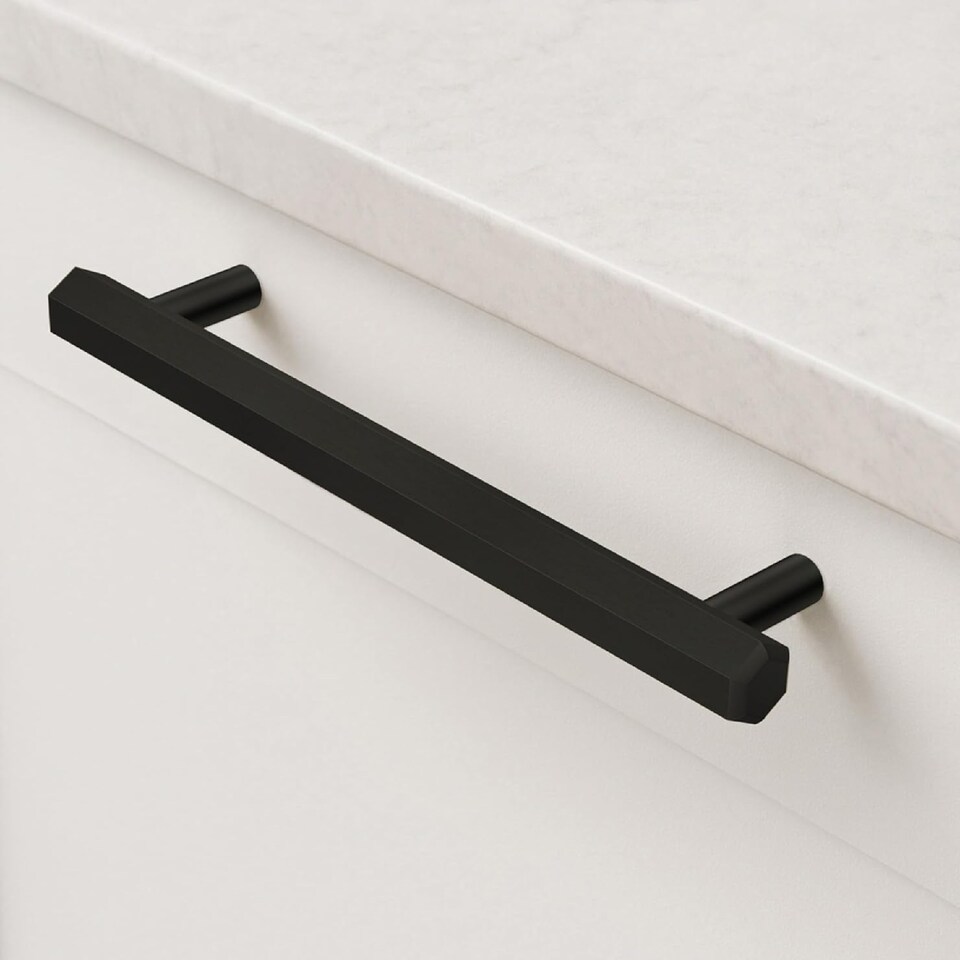 image 1 of Pushka Home Solid Brass Hexagonal Bar Handle 384mm - Black