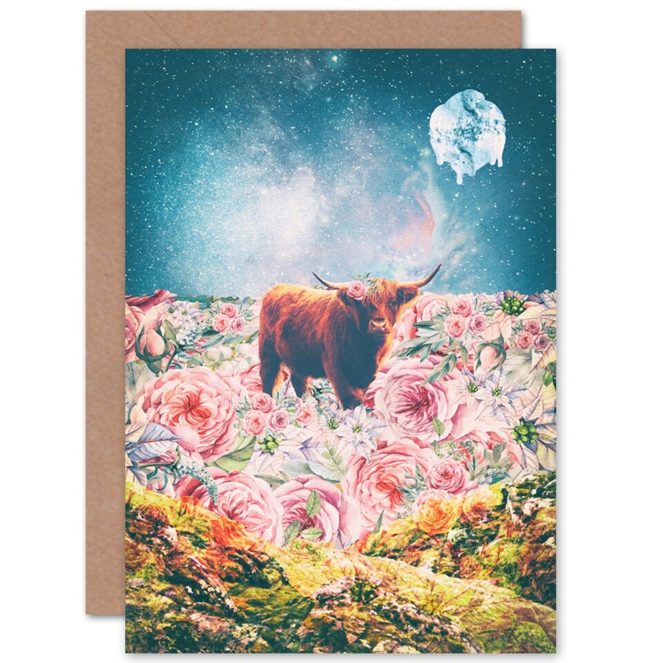 image 1 of Scottish Highland Hairy Trippy Psychedelic Scottish Scotland Card