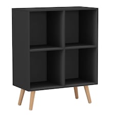 4-Cube Shelving Unit With Legs | Black | Black & Beech | 1