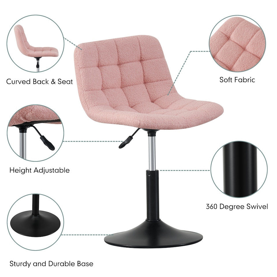 image 1 of MCC Direct Bouclé Fabric Swivel Dressing Table Chair Vanity Accent Stool Drake