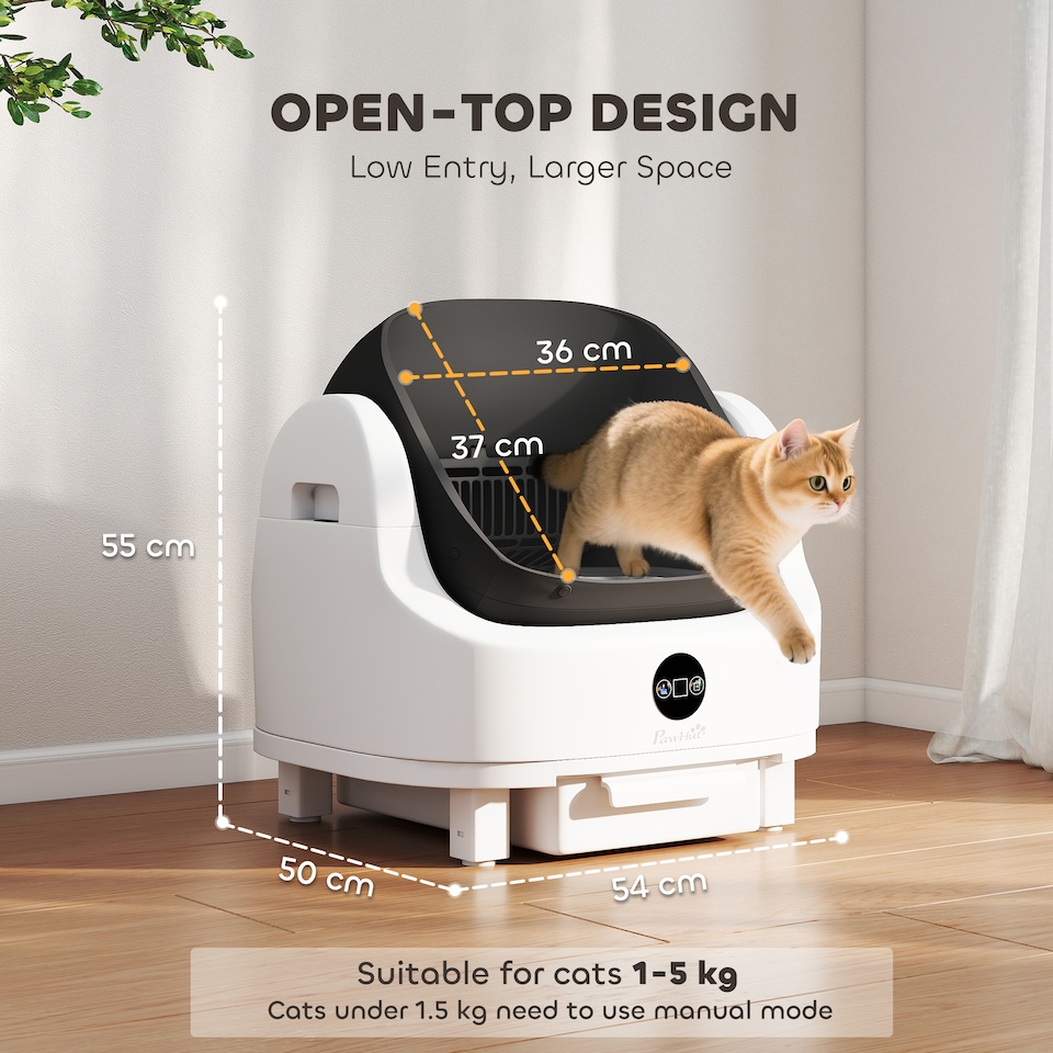 image 1 of PawHut Self Cleaning Cat Litter Tray with Integrated Security Protection