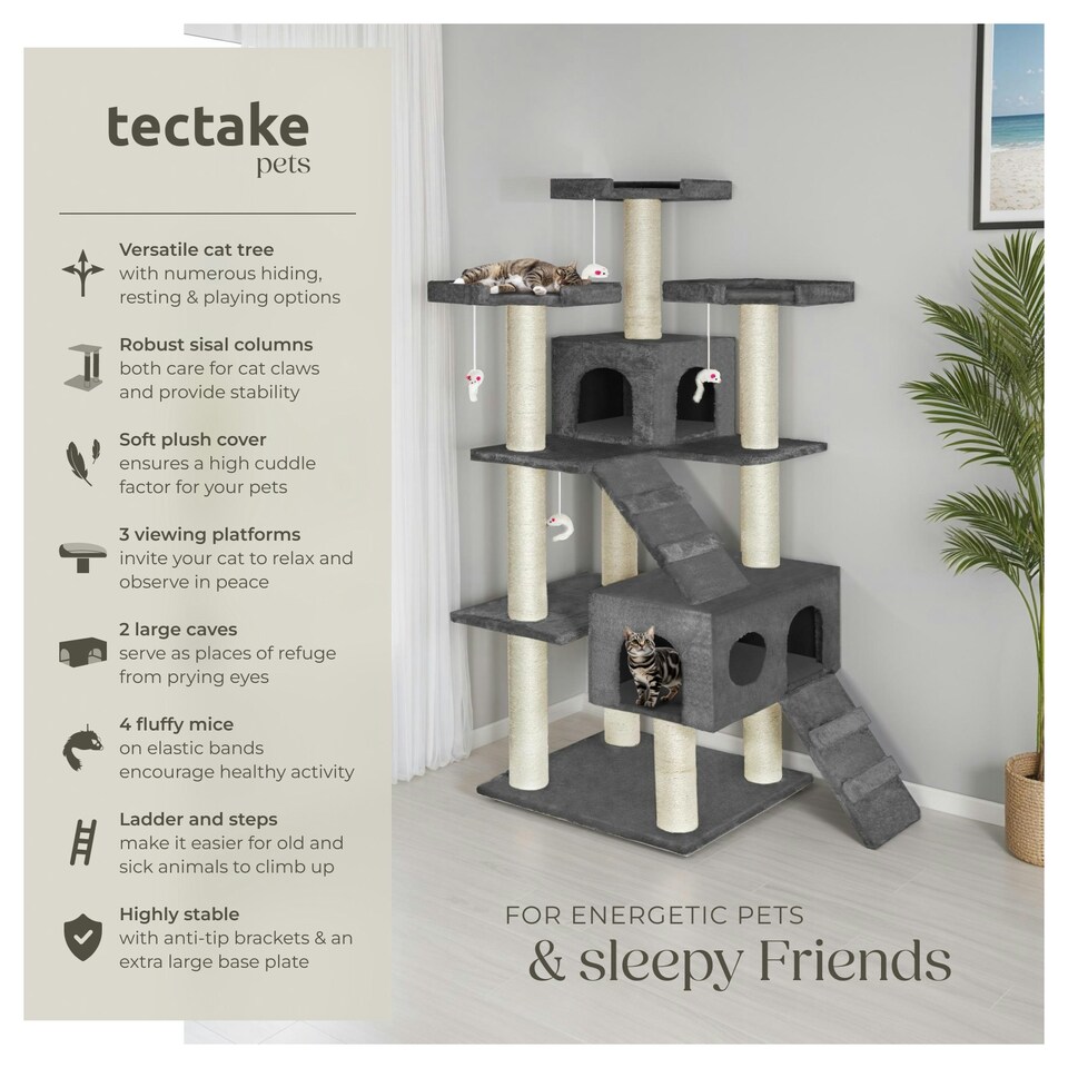 image 1 of Cat Tree Knuti - 186 cm, sisal cat scratching post - Anthracite