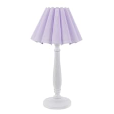 ValueLights Victoria White Wood Table Lamp Lilac Scallop Shade and Bulb