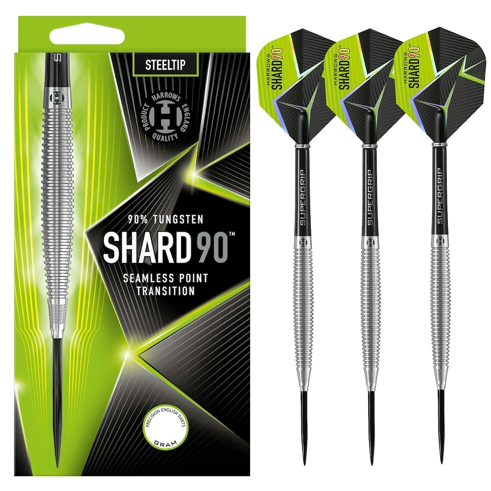 image 1 of Harrows Shard Tungsten Darts - 22gm - Silver/Black/Lime - Nodor - DATSH23