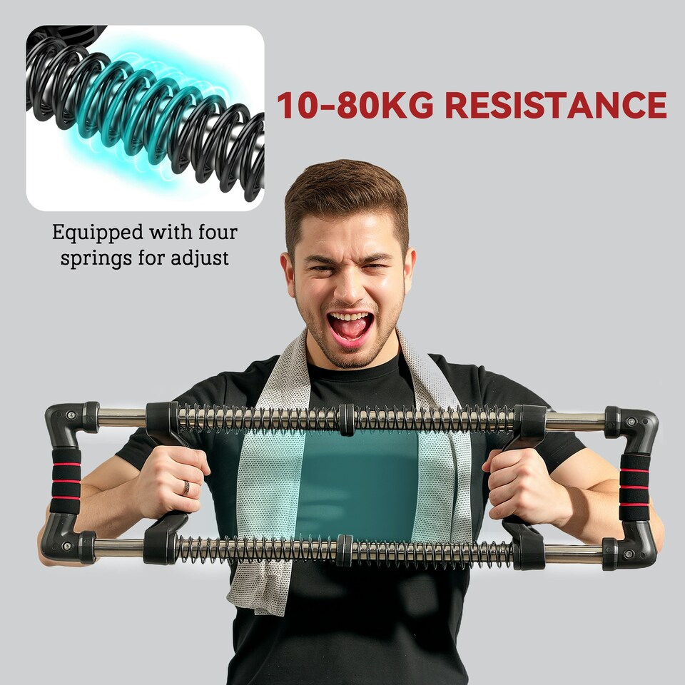 image 1 of SPORTNOW Chest Expander with 10-50kg Adjustable Resistance for Men, Women